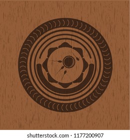 fertilization icon inside realistic wood emblem