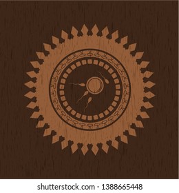 fertilization icon inside realistic wood emblem