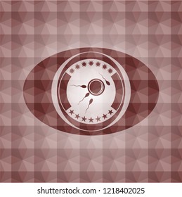 fertilization icon inside red geometric badge. Seamless.