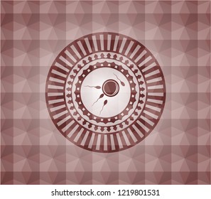 fertilization icon inside red geometric badge. Seamless.