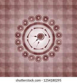 fertilization icon inside red geometric pattern emblem. Seamless.