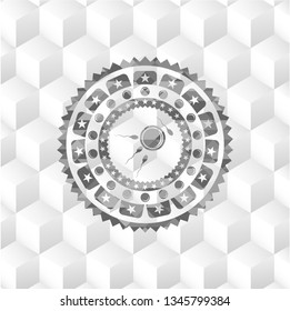 fertilization icon inside retro style grey emblem with geometric cube white background