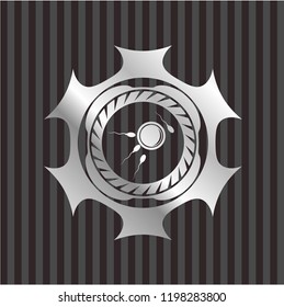fertilization icon inside silver emblem
