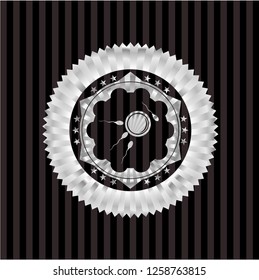 fertilization icon inside silver emblem or badge