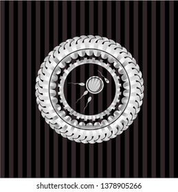 fertilization icon inside silver shiny emblem