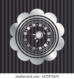 fertilization icon inside silver shiny emblem