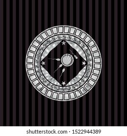 fertilization icon inside silver shiny badge