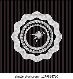 fertilization icon inside silvery emblem or badge