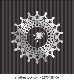 fertilization icon inside silvery emblem or badge