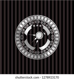 fertilization icon inside silvery emblem or badge