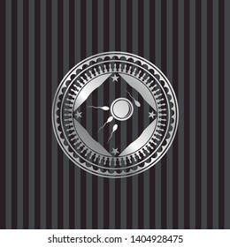 fertilization icon inside silvery emblem or badge