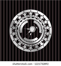 fertilization icon inside silvery shiny emblem