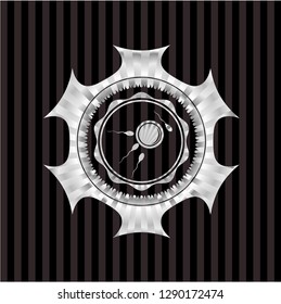 fertilization icon inside silvery shiny emblem
