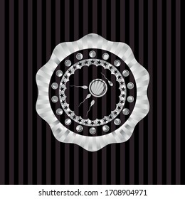 fertilization icon inside silvery shiny emblem. 
