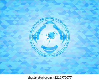 fertilization icon inside sky blue mosaic emblem