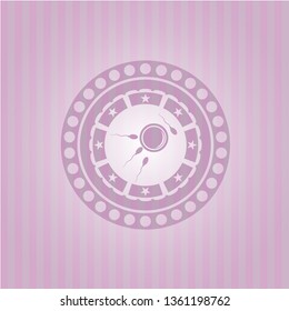 fertilization icon inside vintage pink emblem