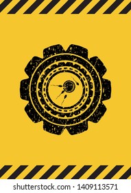 fertilization icon inside warning sign, black grunge emblem. Vector Illustration. Detailed.