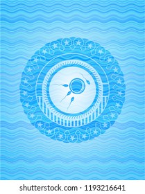 fertilization icon inside water wave badge background.