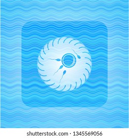 fertilization icon inside water wave emblem background.