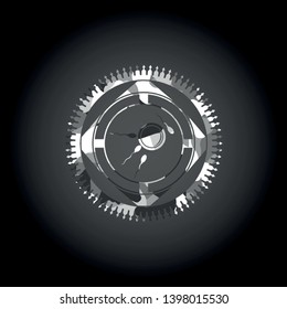 fertilization icon on grey camouflage pattern