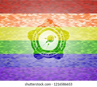 fertilization icon on mosaic background with the colors of the LGBT flag