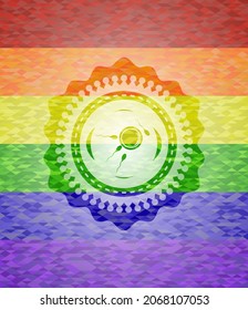 fertilization icon on mosaic background with the colors of the LGBT flag. 
