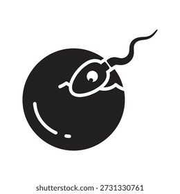 Icono de fertilización Ilustración vectorial que muestra células de esperma penetrando óvulo Concepción Reproducción Biología Concepto de vida de fertilidad Fondo blanco aislado Diseño signo