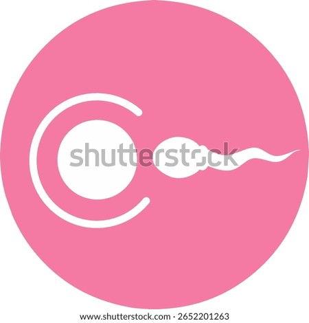 Fertilization sperm and ovum egg pink color icon silhouette. Perfect for logo of fertility clinic.	