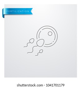 Icono de la línea de fertilización y espermatozoides