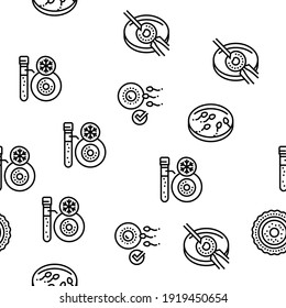 Fertilization Treat Vector Seamless Pattern Thin Line Illustration