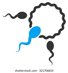 Fertilization vector icon. Style is bicolor flat symbol, blue and gray colors, rounded angles, white background.
