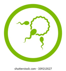 Fertilization vector icon. Style is flat rounded symbol, eco green color, rounded angles, white background.