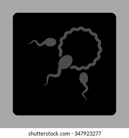 Fertilization vector icon. Style is flat rounded square button, gray and black colors, silver background.