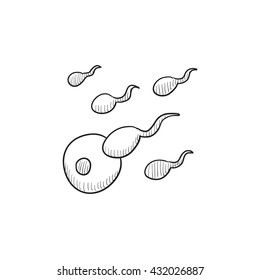 Icono de esbozo del vector de fertilización aislado en el fondo. Icono de fertilización dibujado a mano. Icono de esbozo de fertilización para infografía, sitio web o aplicación.