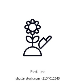 Fertilize icon. Outline style icon design isolated on white background