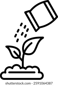 Fertilize The Plants Line Vector Icon Design