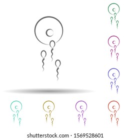 Fertilize, sperm in multi color style icon. Simple thin line, outline vector of biology icons for ui and ux, website or mobile application