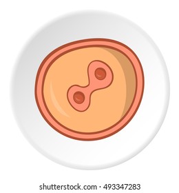 Fertilized egg icon in cartoon style isolated on white circle background. Pregnancy symbol vector illustration