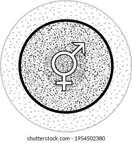 A fertilized human egg zygote with a gender non-binary symbol.