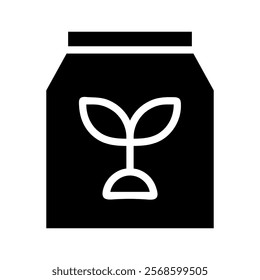 Fertilizer bag icon. Concept of gardening, agriculture, and plant growth.