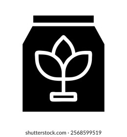 Fertilizer bag icon. Concept of gardening, agriculture, and plant growth.