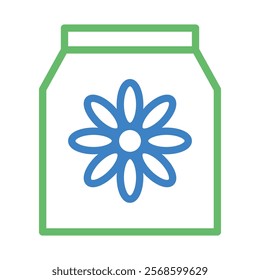 Fertilizer bag icon with flower. Concept of gardening, agriculture, and plant growth.