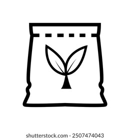 Icono de bolsa de fertilizante sobre fondo blanco. Ilustración vectorial.