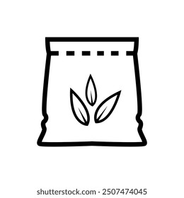 Icono de bolsa de fertilizante sobre fondo blanco. Ilustración vectorial.