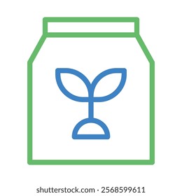 Fertilizer bag icon with sprout. Concept of plant growth, agriculture, and gardening.