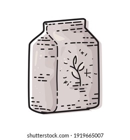 Fertilizer bag isolated on white background. Vector illustration of garden tools.