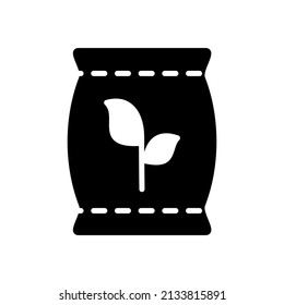Fertilizer bag isolated vector glyph icon. Graph symbol for agriculture, garden and plants web site and apps design, logo, app, UI