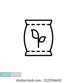 Fertilizer bag isolated vector icon. Graph symbol for agriculture, garden and plants web site and apps design, logo, app, UI