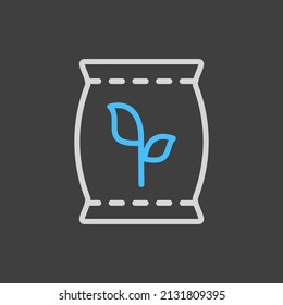 Icono vector aislado de la bolsa de fertilizantes. Símbolo gráfico para agricultura, jardín y plantas sitio web y diseño de aplicaciones, logotipo, aplicación, interfaz de usuario