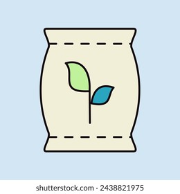 Fertilizer bag isolated vector icon. Graph symbol for agriculture, garden and plants web site and apps design, logo, app, UI
